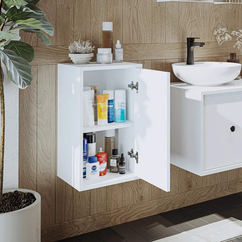 Roomart 4-teiliges Badmöbel-Set GUSTO, 120 cm, mit ovalem Waschbecken und Hochschrank, in 2 Farben