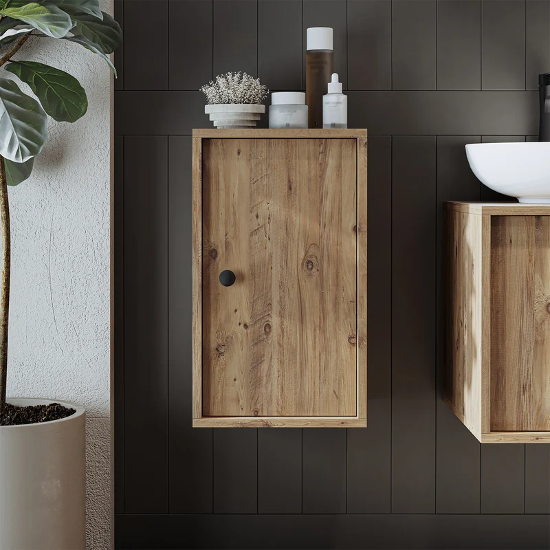 Roomart 4-teiliges Badmöbel-Set GUSTO, 120 cm, mit ovalem Waschbecken und Hochschrank, in 2 Farben