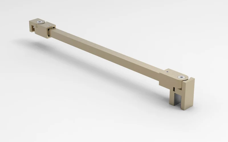 Stabilisierungsstangen Komplettset, eckig 12×12 mm, 1200 mm, Glas-Wand, winkelverstellbar, für 8-10 mm Glas, Art.Nr. SQ1212SET