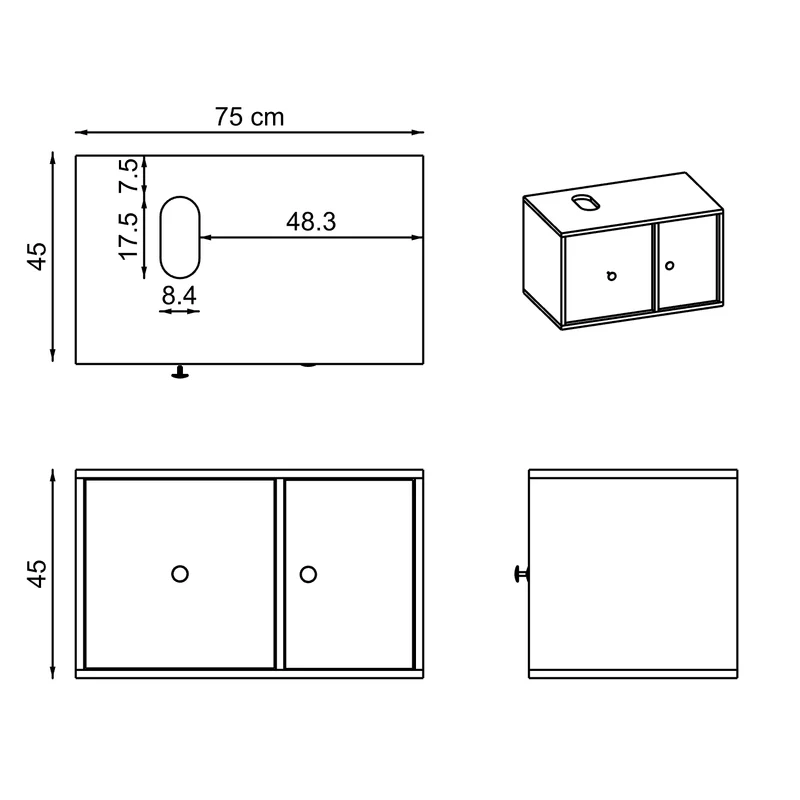 Roomart 4-teiliges Badmöbel-Set GUSTO, 75 cm, mit rundem Becken, in 2 Farben