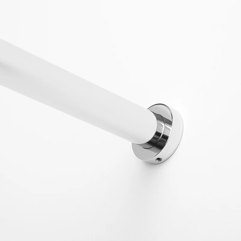 Duschvorhangstange L-Form 90°, Komplettsystem mit Deckenstütze und Ringen, Rohr Ø 25 mm, verchromt, 90 / 100 / 120 cm, Art.Nr. 900 4800/4801/4802 010