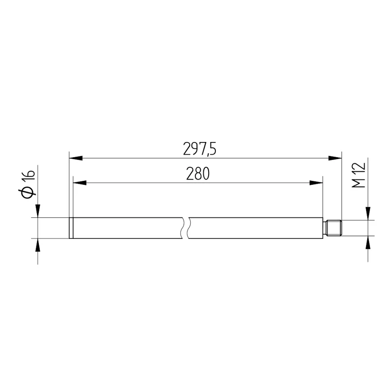 WC-Bürstengriff rund, 280 mm, mit M12-Gewinde für Schraub-Bürstenköpfe, 12 Oberflächen, Art.Nr. 100 2300