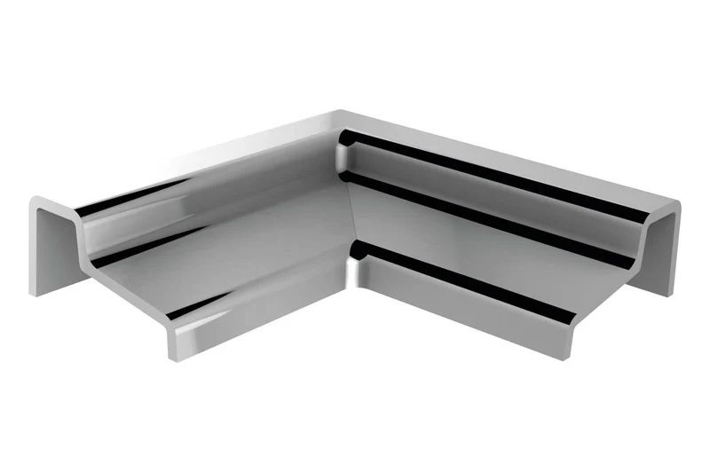 Eckverbinder 90 Grad für Schwallschutzprofil 8x15 mm, Winkel 38 x 38 mm, Art.Nr. 52.05.0020