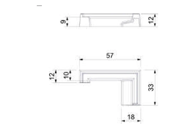 Endkappe lang für Schwallschutzprofil 8x15 mm, links oder rechts, Winkel 57 x 33 mm, Art.Nr. 52.05.0090 und 52.05.0100
