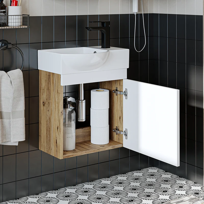 Roomart Waschbeckenunterschrank PUNTO, 46,5 cm, mit Keramikbecken, in 4 Farben