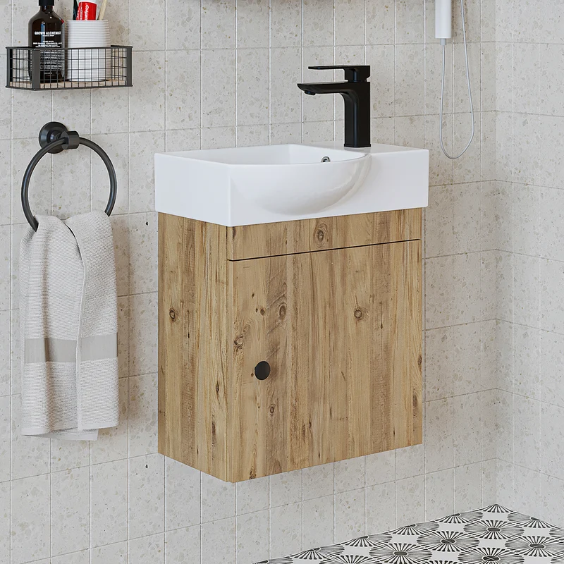 Roomart Badmöbel-Set PUNTO, 46 cm, schmales Gäste-WC-Set mit Spiegelschrank, in 4 Farben
