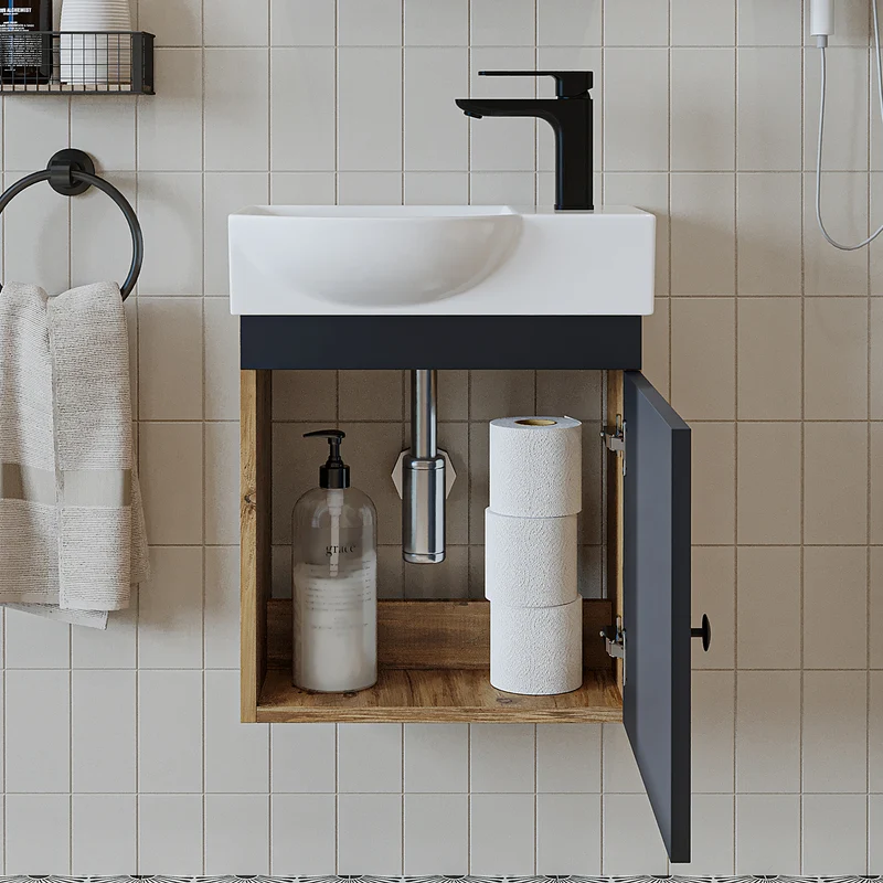 Roomart Waschbeckenunterschrank PUNTO, 46,5 cm, mit Keramikbecken, in 4 Farben