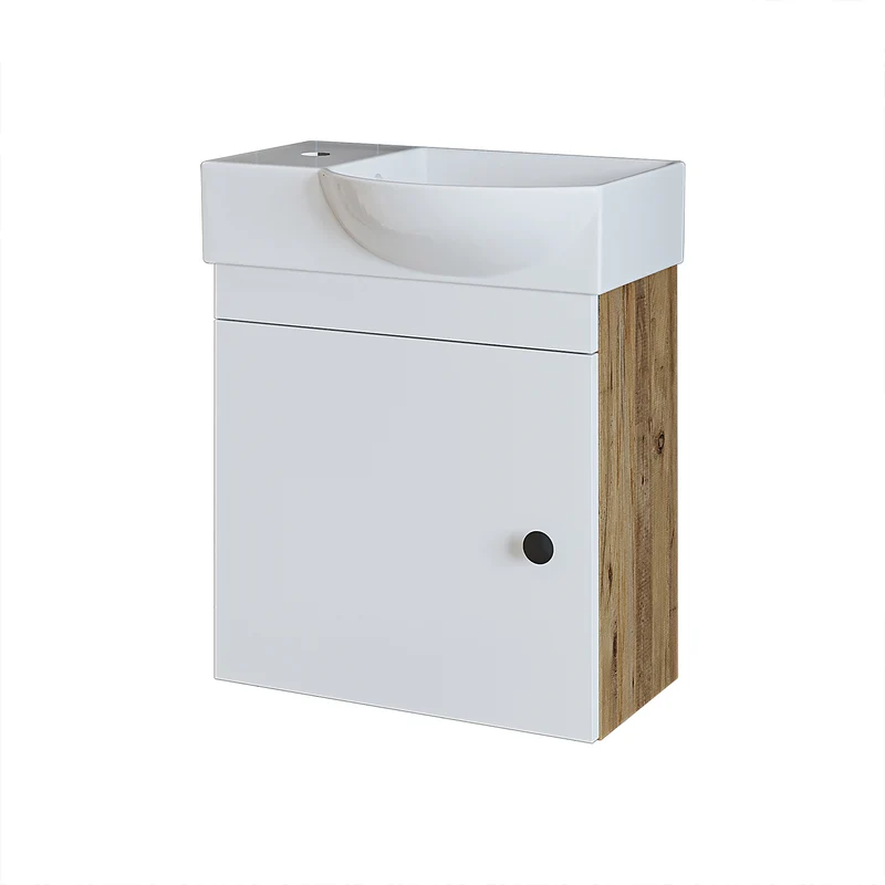 Roomart Waschbeckenunterschrank PUNTO, 46,5 cm, Hahnloch links, in 4 Farben