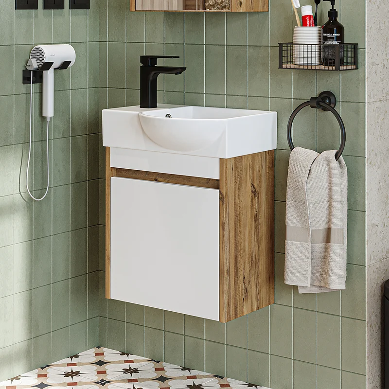 Roomart Waschbeckenunterschrank LEO, 46,5 cm, Hahnloch links, in 4 Farben