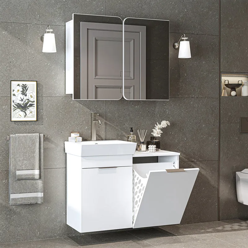 Roomart 3-teiliges Badmöbel-Set LYCIA, 49 cm, Waschtisch mit Spiegelschrank, in 4 Farben