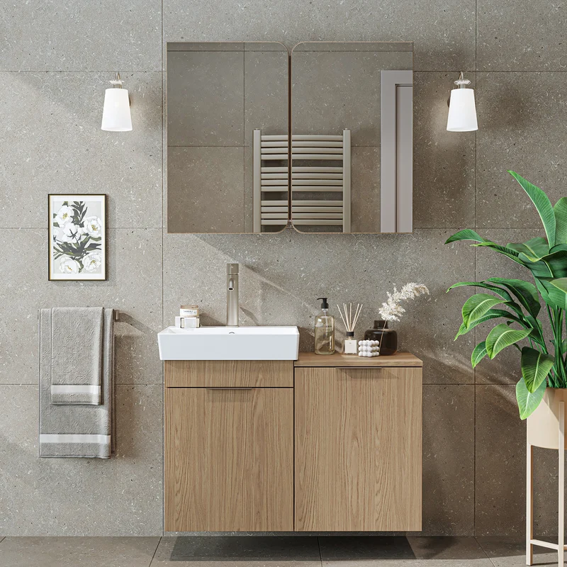 Roomart 3-teiliges Badmöbel-Set LYCIA, 49 cm, Waschtisch mit Spiegelschrank, in 4 Farben