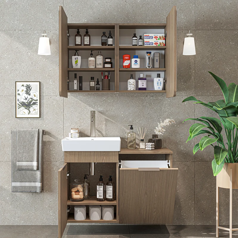 Roomart 3-teiliges Badmöbel-Set LYCIA, 49 cm, Waschtisch mit Spiegelschrank, in 4 Farben