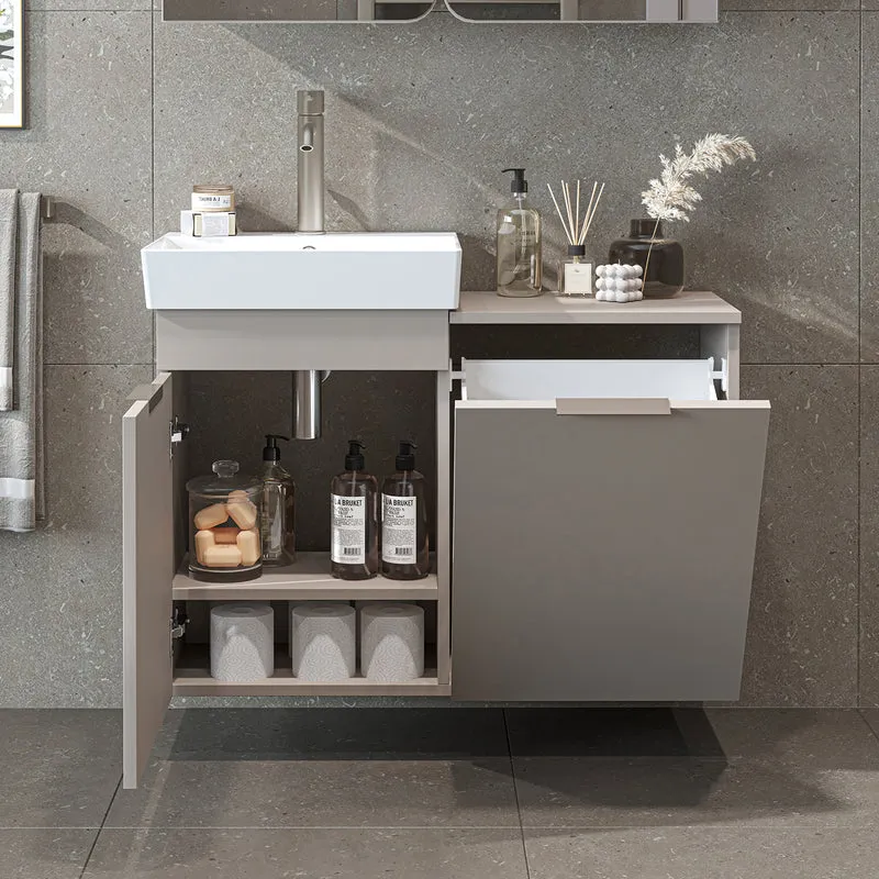 Roomart 3-teiliges Badmöbel-Set LYCIA, 49 cm, Waschtisch mit Spiegelschrank, in 4 Farben