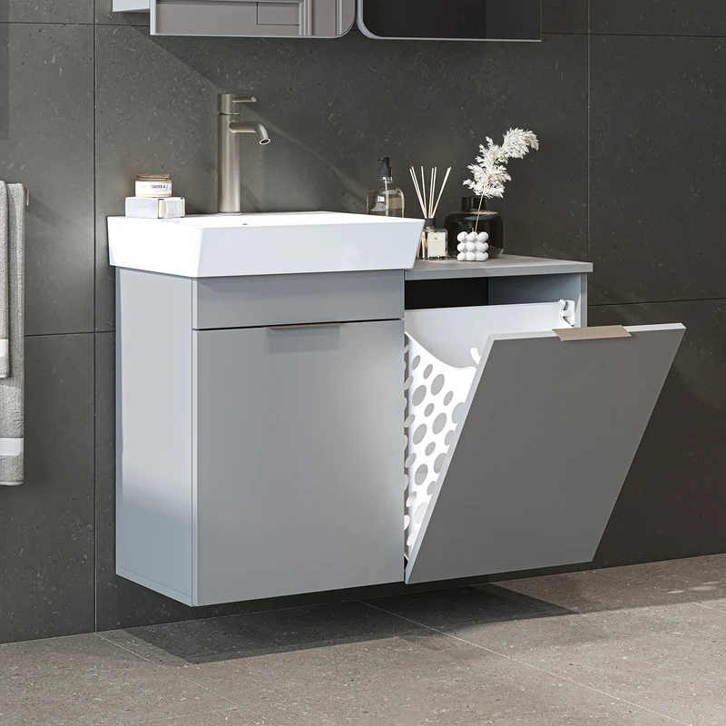 Roomart 3-teiliges Badmöbel-Set LYCIA, 49 cm, Waschtisch mit Spiegelschrank, in 4 Farben