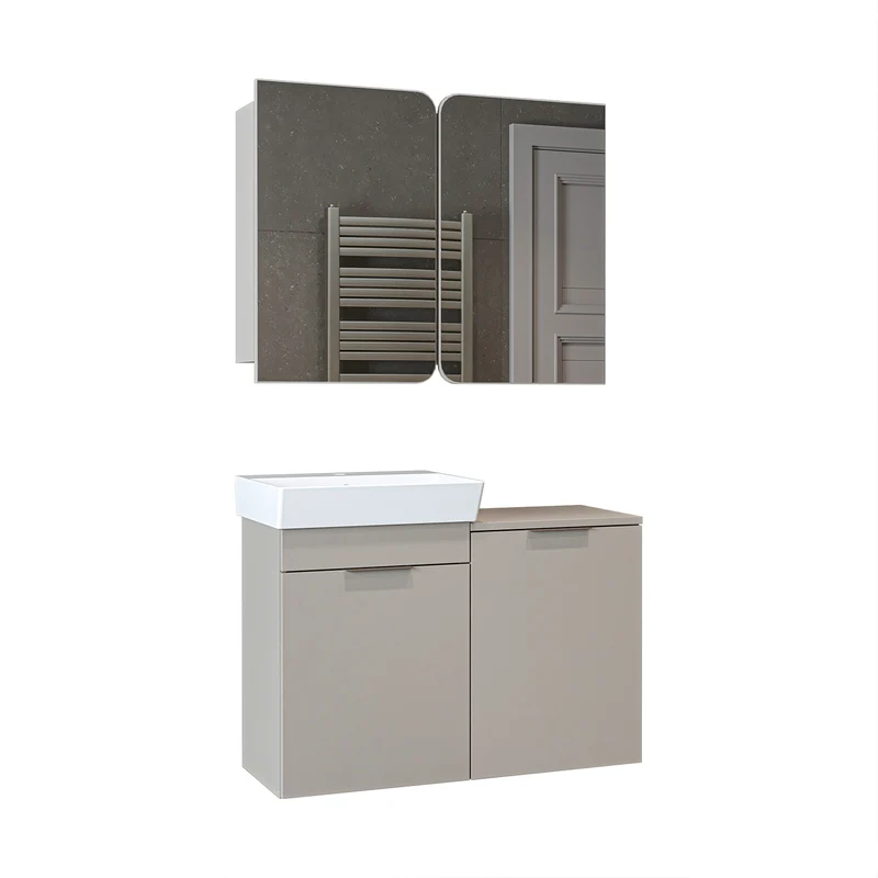 Roomart 3-teiliges Badmöbel-Set LYCIA, 49 cm, Waschtisch mit Spiegelschrank, in 4 Farben