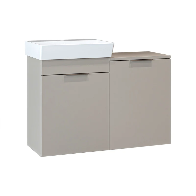 Roomart 3-teiliges Badmöbel-Set LYCIA, 49 cm, Waschtisch mit Spiegelschrank, in 4 Farben