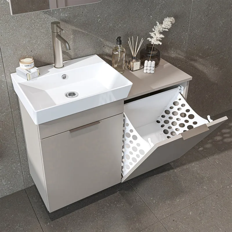 Roomart Waschbeckenunterschrank LYCIA, 49 cm, mit Waschbecken und Wäschefach, in 4 Farben