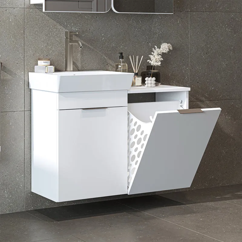 Roomart Waschbeckenunterschrank LYCIA, 49 cm, mit Waschbecken und Wäschefach, in 4 Farben