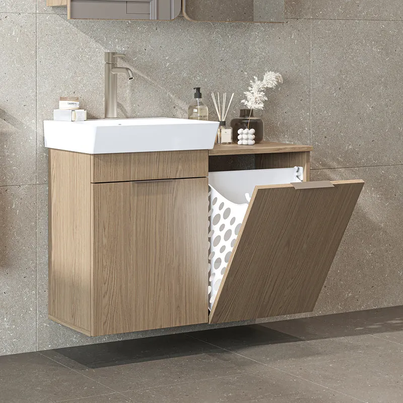 Roomart Waschbeckenunterschrank LYCIA, 49 cm, mit Waschbecken und Wäschefach, in 4 Farben