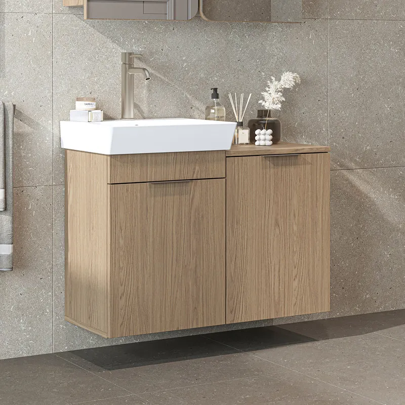 Roomart Waschbeckenunterschrank LYCIA, 49 cm, mit Waschbecken und Wäschefach, in 4 Farben