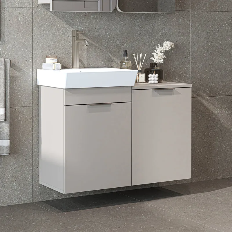 Roomart Waschbeckenunterschrank LYCIA, 49 cm, mit Waschbecken und Wäschefach, in 4 Farben