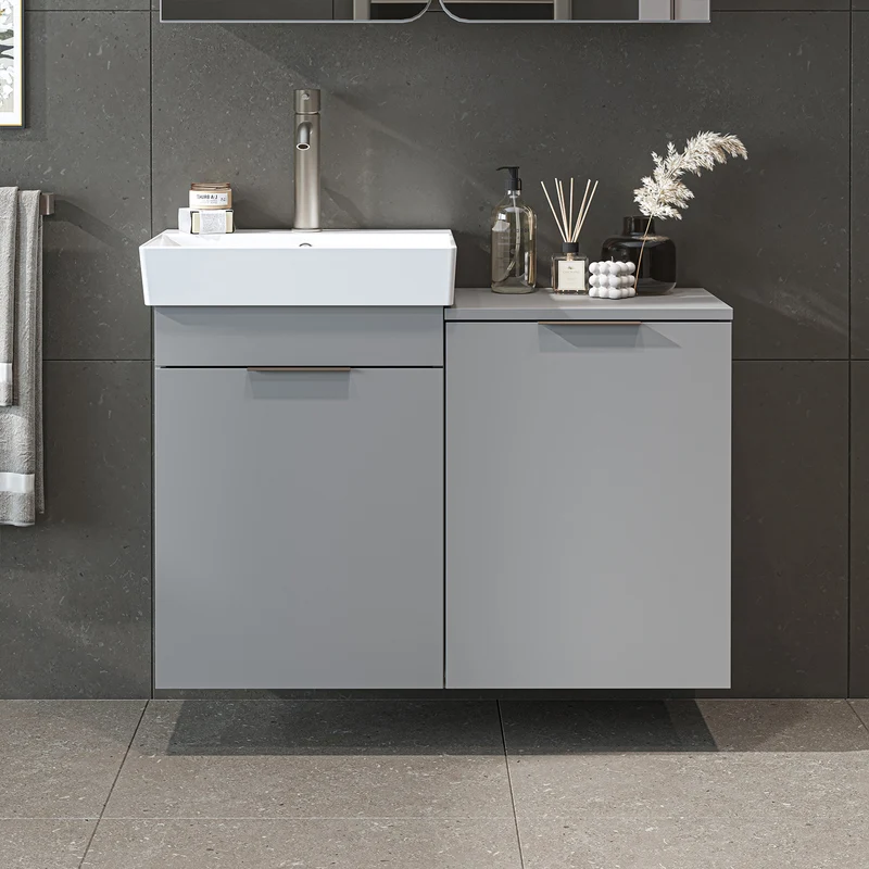 Roomart Waschbeckenunterschrank LYCIA, 49 cm, mit Waschbecken und Wäschefach, in 4 Farben