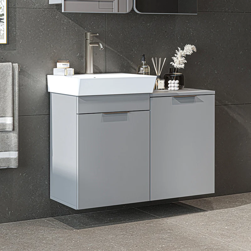 Roomart 4-teiliges Badmöbel-Set LYCIA, 49 cm, Waschtisch, Spiegelschrank und Hochschrank, in 4 Farben
