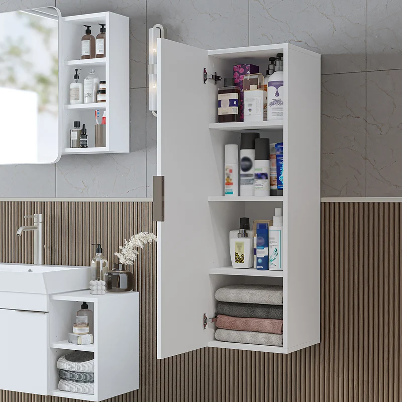 Roomart 4-teiliges Badmöbel-Set LYCIA, 49 cm, Waschtisch, Spiegelschrank und Hochschrank, in 4 Farben