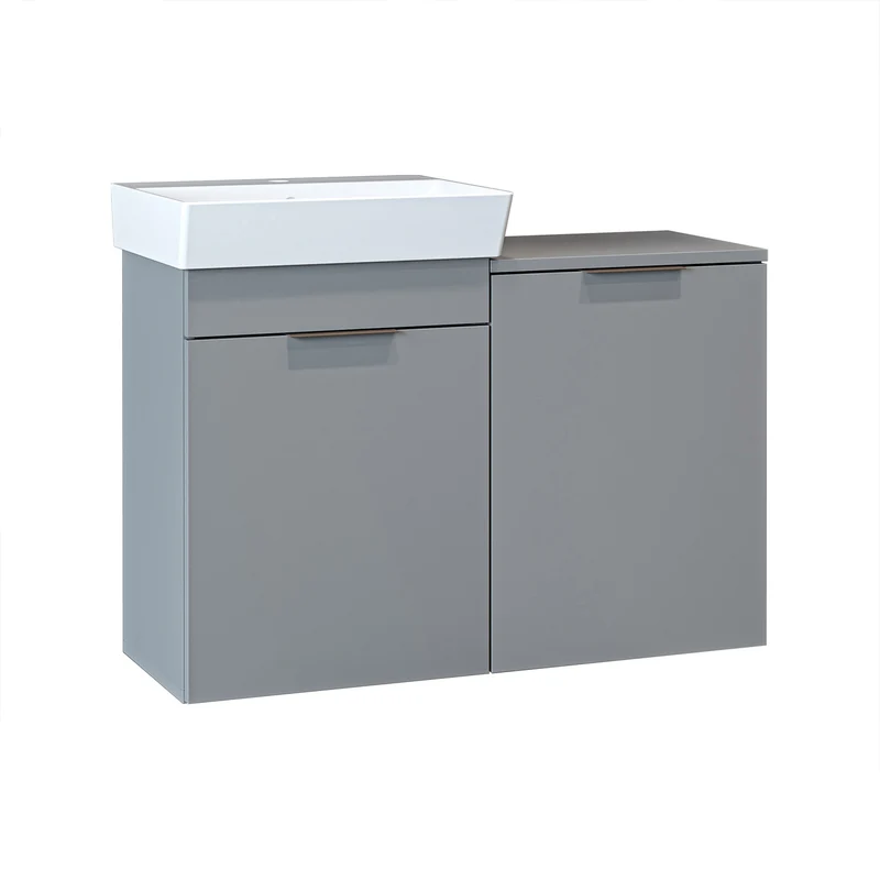 Roomart 4-teiliges Badmöbel-Set LYCIA, 49 cm, Waschtisch, Spiegelschrank und Hochschrank, in 4 Farben