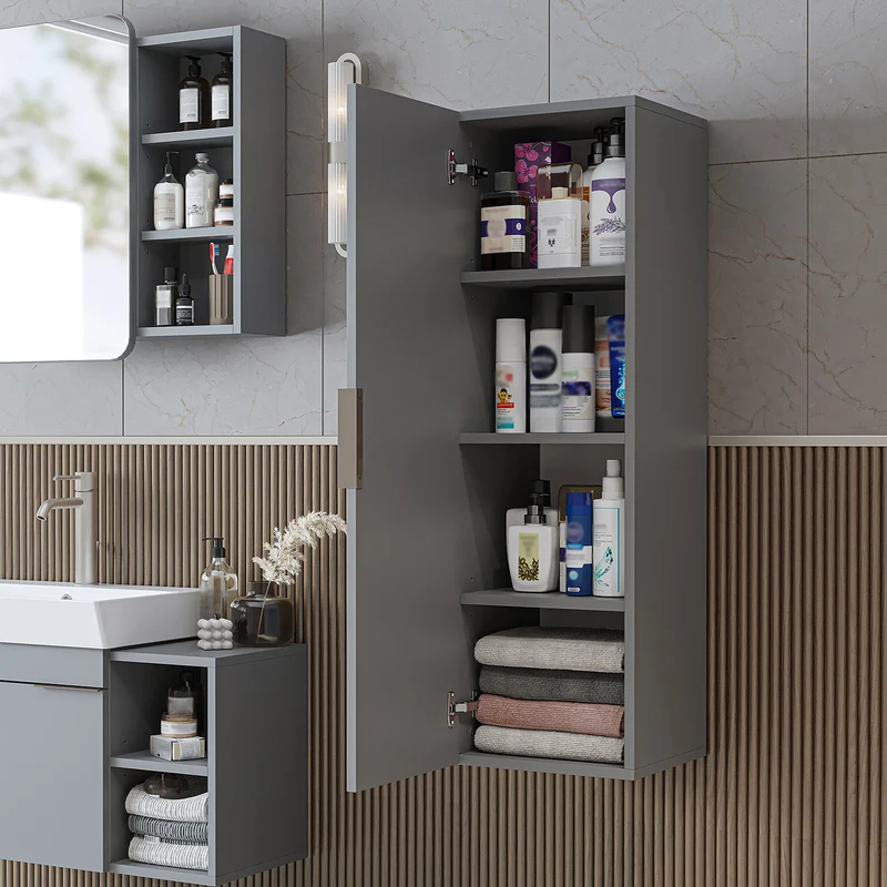 Roomart 4-teiliges Badmöbel-Set LYCIA, 49 cm, Waschtisch, Spiegelschrank und Hochschrank, in 4 Farben