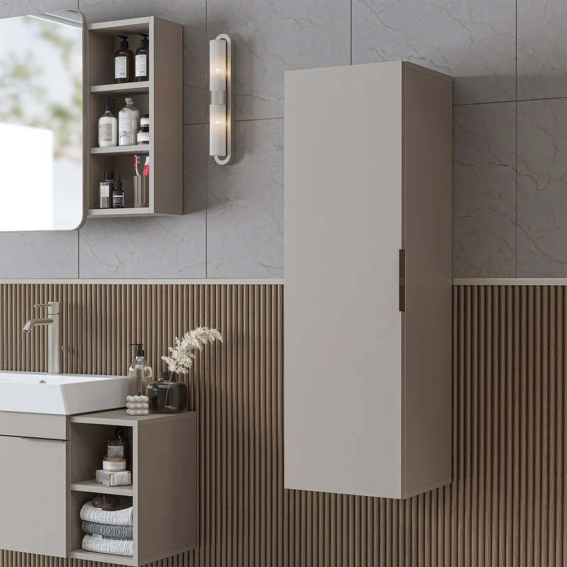 Roomart 4-teiliges Badmöbel-Set LYCIA, 49 cm, Waschtisch, Spiegelschrank und Hochschrank, in 4 Farben