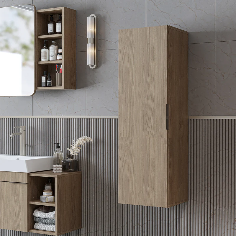 Roomart 4-teiliges Badmöbel-Set LYCIA, 49 cm, Waschtisch, Spiegelschrank und Hochschrank, in 4 Farben