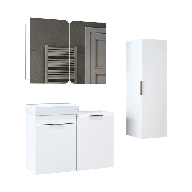 Roomart 4-teiliges Badmöbel-Set LYCIA, 49 cm, Waschtisch, Spiegelschrank und Hochschrank, in 4 Farben