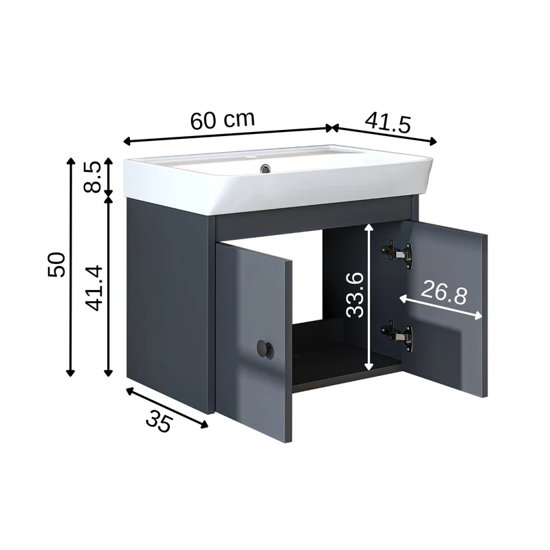Roomart Badmöbel-Set ADA, 60 cm, mit Keramik-Waschbecken, in 6 Farben