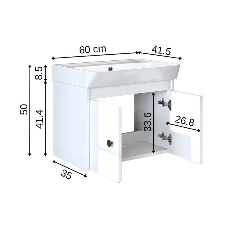 Roomart Badmöbel-Set ADA, 60 cm, mit Keramik-Waschbecken, in 6 Farben