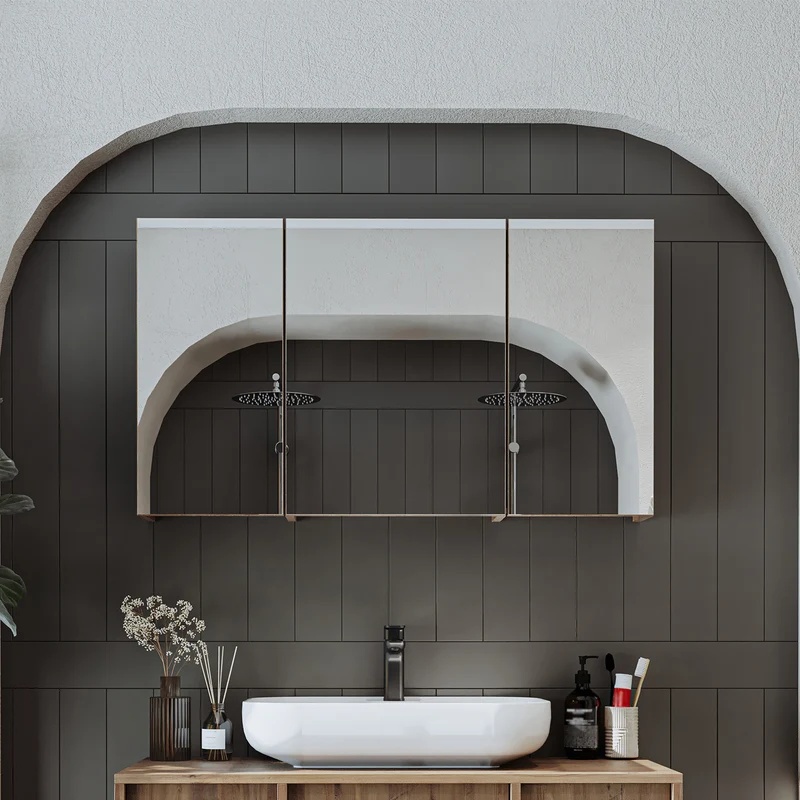 Roomart Badmöbel-Set GUSTO-ATL 105 cm, 4-teilig mit Keramik-Waschbecken und Spiegelschrank
