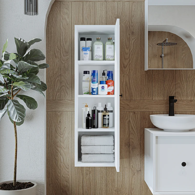 Roomart Badmöbel-Set GUSTO-ATL 105 cm, 4-teilig mit Keramik-Waschbecken und Spiegelschrank
