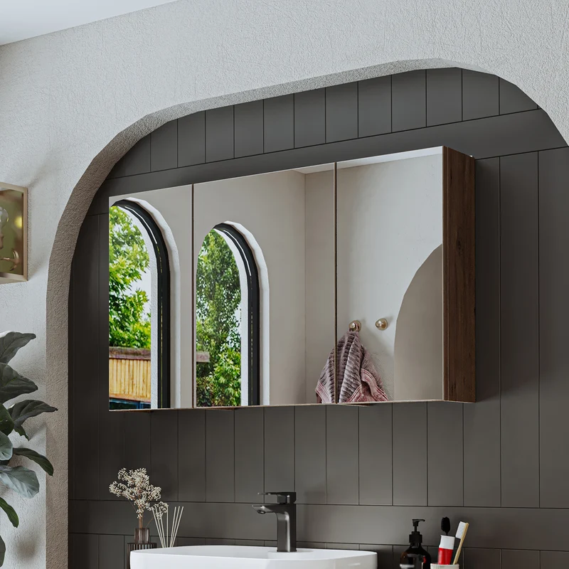 Roomart Badmöbel-Set GUSTO-ATL 105 cm, 4-teilig mit Keramik-Waschbecken und Spiegelschrank
