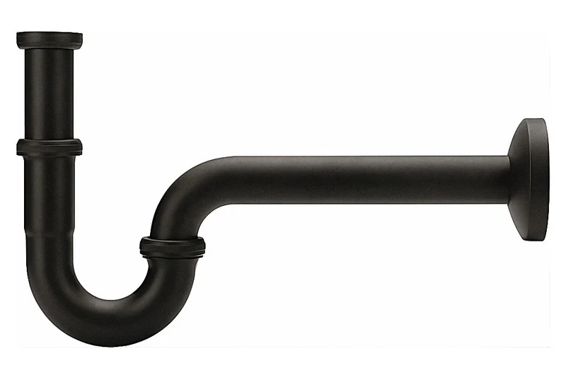 FORMAT Design-Siphon für Waschtisch, Messing schwarz, P-Siphon oder Flaschensiphon, Art.Nr. 259924, 259923
