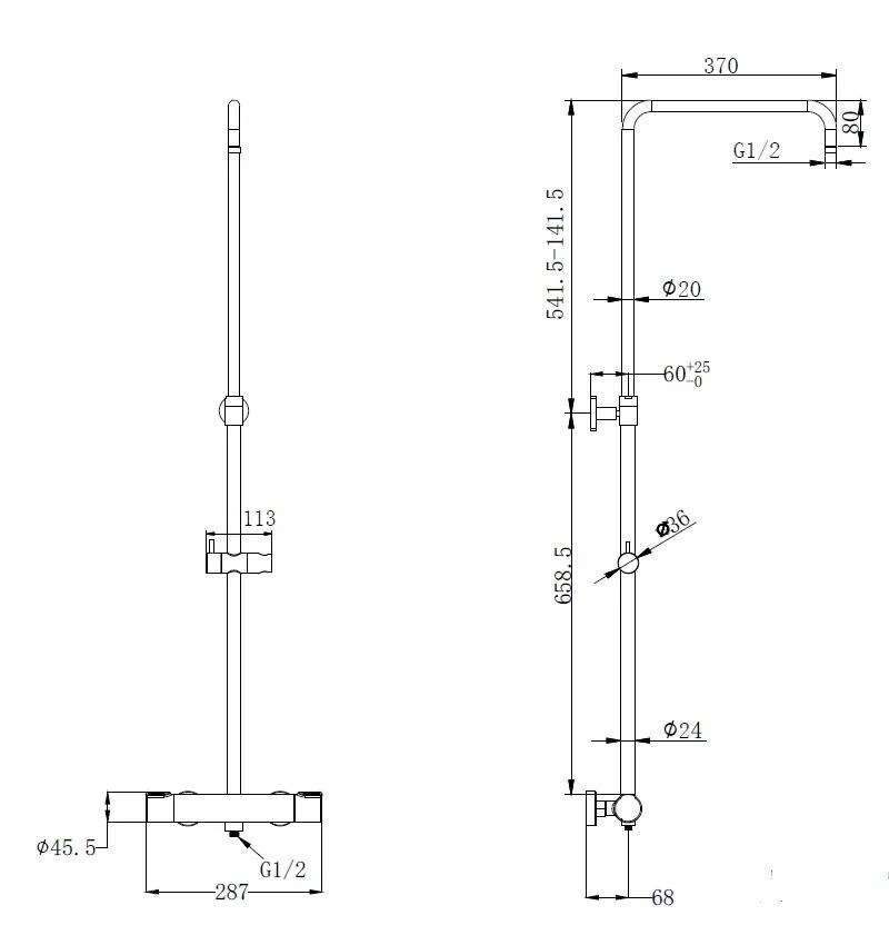 FORMAT Pro 2.0 Duschsystem mit Aufputz-Thermostat, Kopf- und Handbrause, verchromt, Art.Nr. 263212