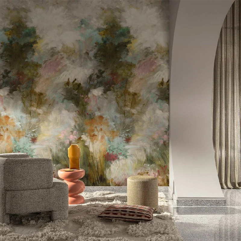 All My Love – Designvorhang mit abstrakter malerischer Traumlandschaft Leinenmischgewebe