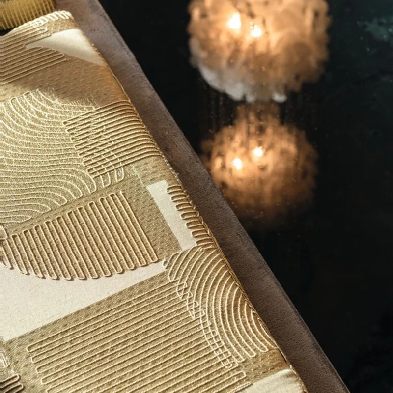Fields of Gold – bestickter Leinenvorhang Design nach Maß mit luxuriösem geometrischem 3D-Design