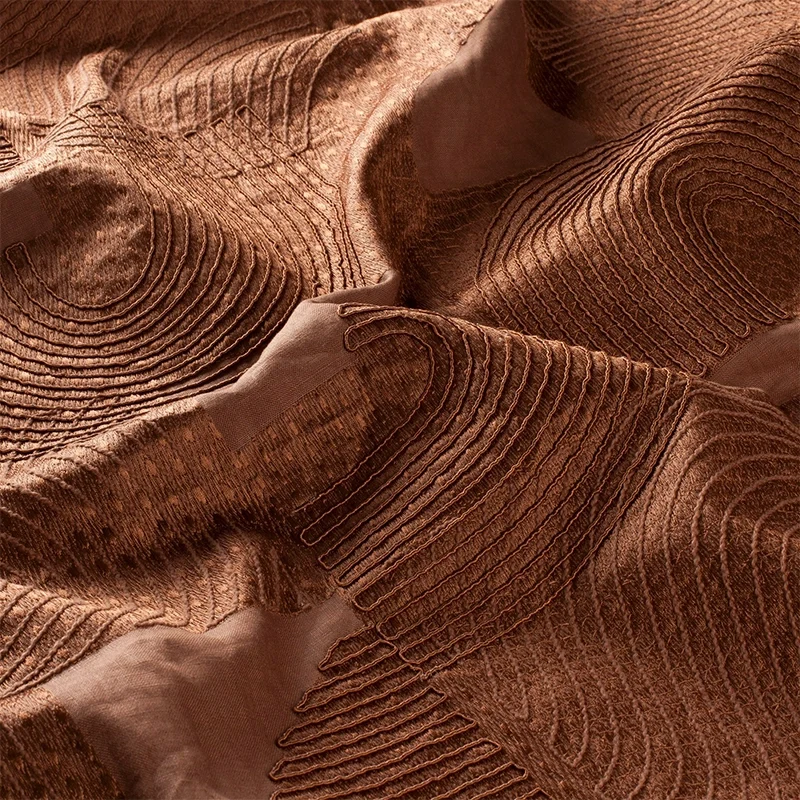Fields of Gold – bestickter Leinenvorhang Design nach Maß mit luxuriösem geometrischem 3D-Design