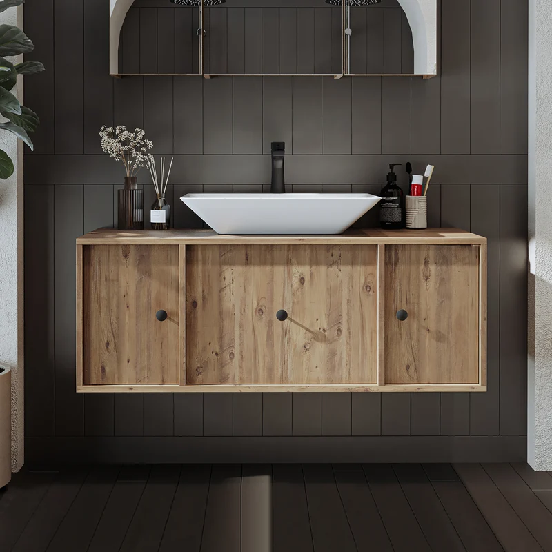 Roomart Badmöbel GUSTO-ATL, 120 cm, mit eckigem Aufsatzbecken, in 2 Farben