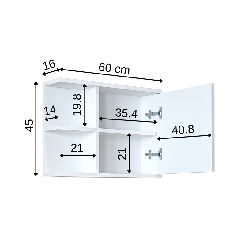 Roomart Spiegelschrank ADA, 60 cm, mit offenem Regal und Soft-Close-Tür, in 4 Farben