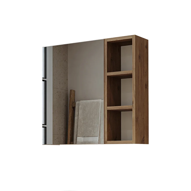 Roomart Spiegelschrank LOTUS, 65 / 75 / 95 cm, mit offenem Regal und Soft-Close, in Eiche