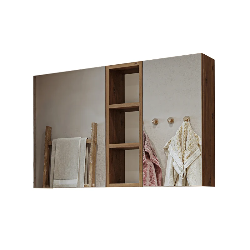 Roomart Spiegelschrank LOTUS, 65 / 75 / 95 cm, mit offenem Regal und Soft-Close, in Eiche
