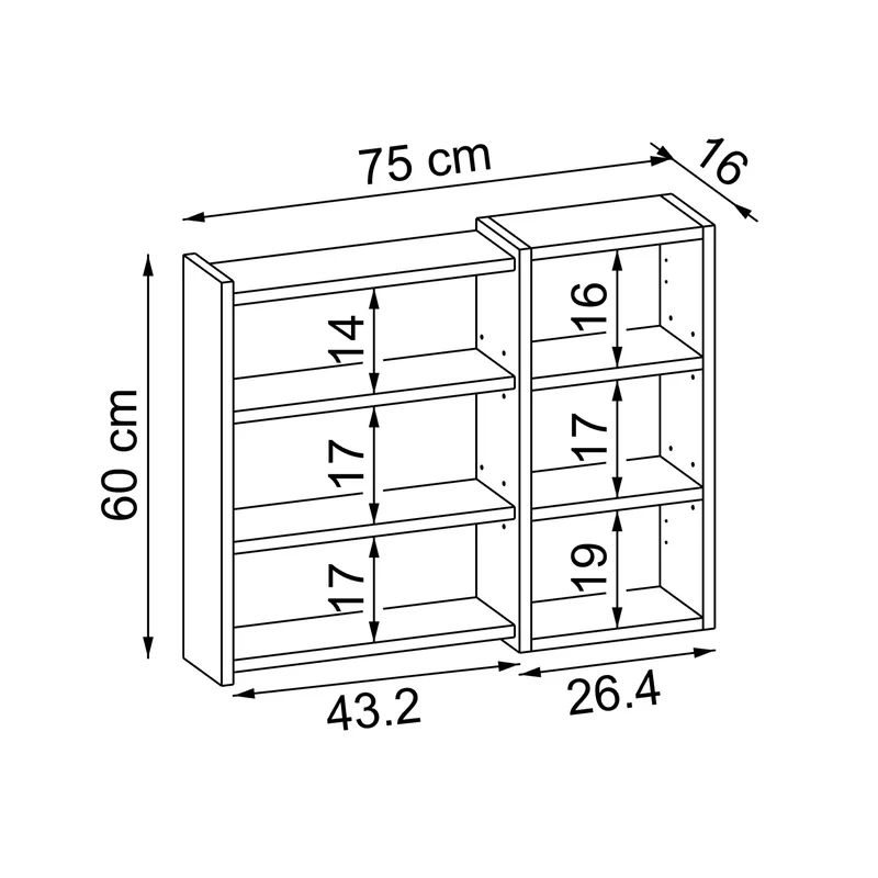 Roomart Spiegelschrank LOTUS, 65 / 75 / 95 cm, mit offenem Regal und Soft-Close, in Eiche