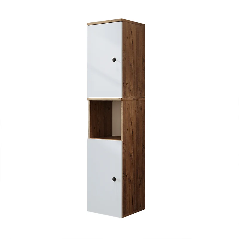 Roomart 4-teiliges Badmöbel-Set LOTUS, 75 cm, mit rundem Aufsatzbecken und Hochschrank, in 3 Farben