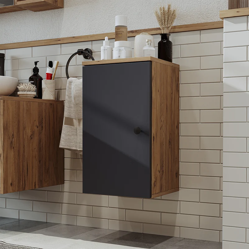 Roomart Badmöbel Set LOTUS 95 cm – 4-teiliges Badezimmermöbel mit Keramik-Waschbecken, Spiegelschrank & Hochschrank – Modernes Design